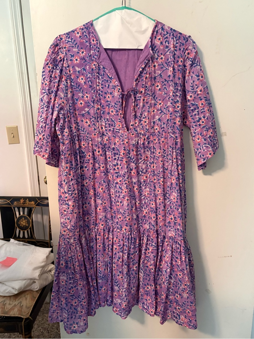 Emerson Fry India Collection Floral Tiered Short-Sleeve Women's Dress